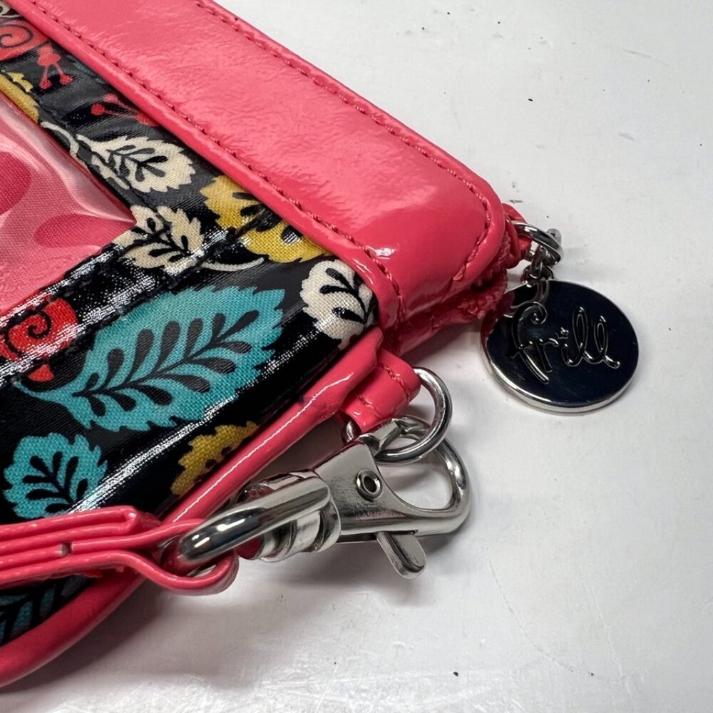 Vera Bradley Zipper Coin Purse Wristlet Wallet ID Holder Hot Pink Leaf Pattern - Picture 4 of 6